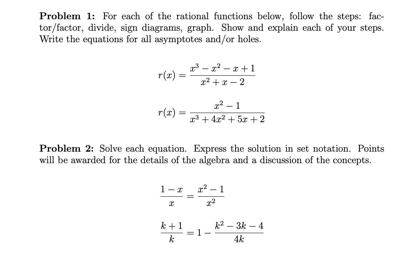 problem solving on rational functions