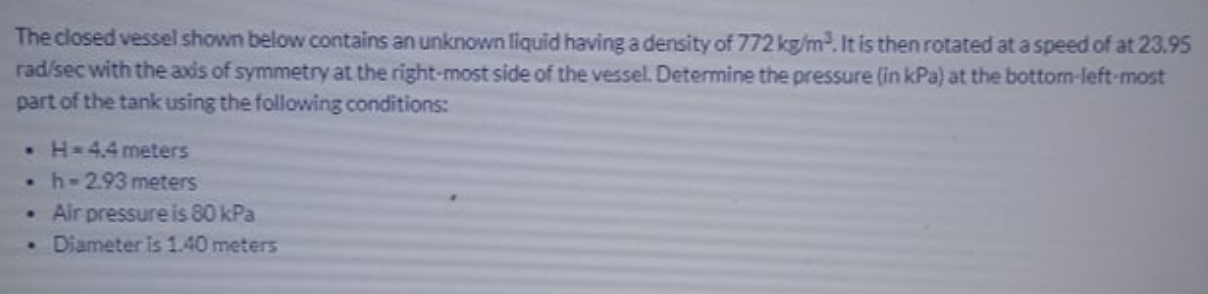 Solved The closed vessel shown below contains an unknown | Chegg.com