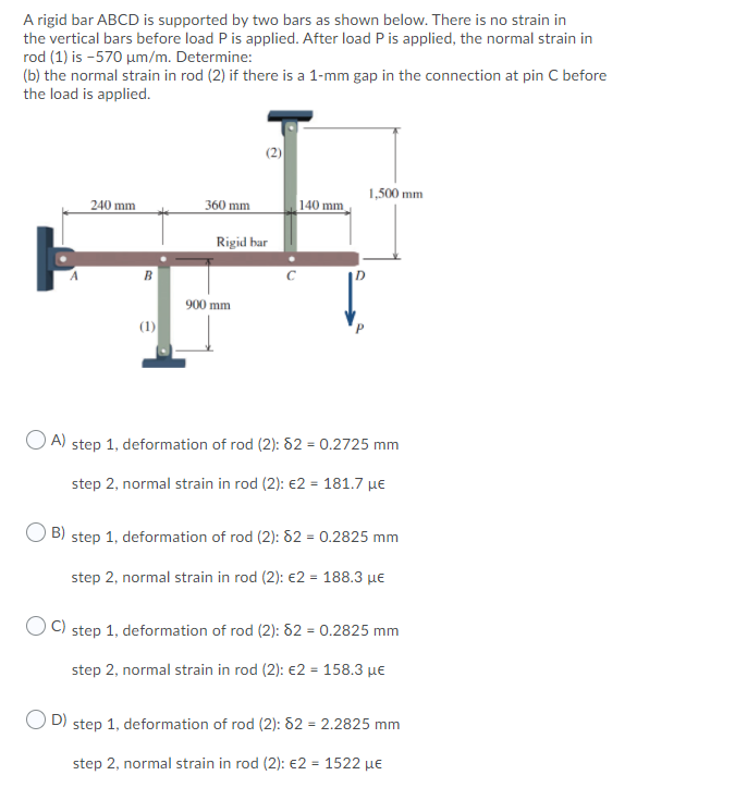 Solved A Rigid Bar ABCD Is Supported By Two Bars As Shown | Chegg.com