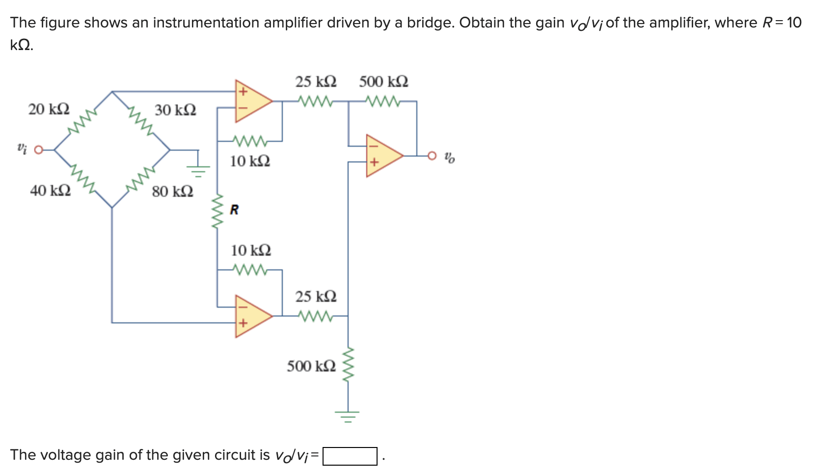 Solved The figure shows an instrumentation amplifier driven