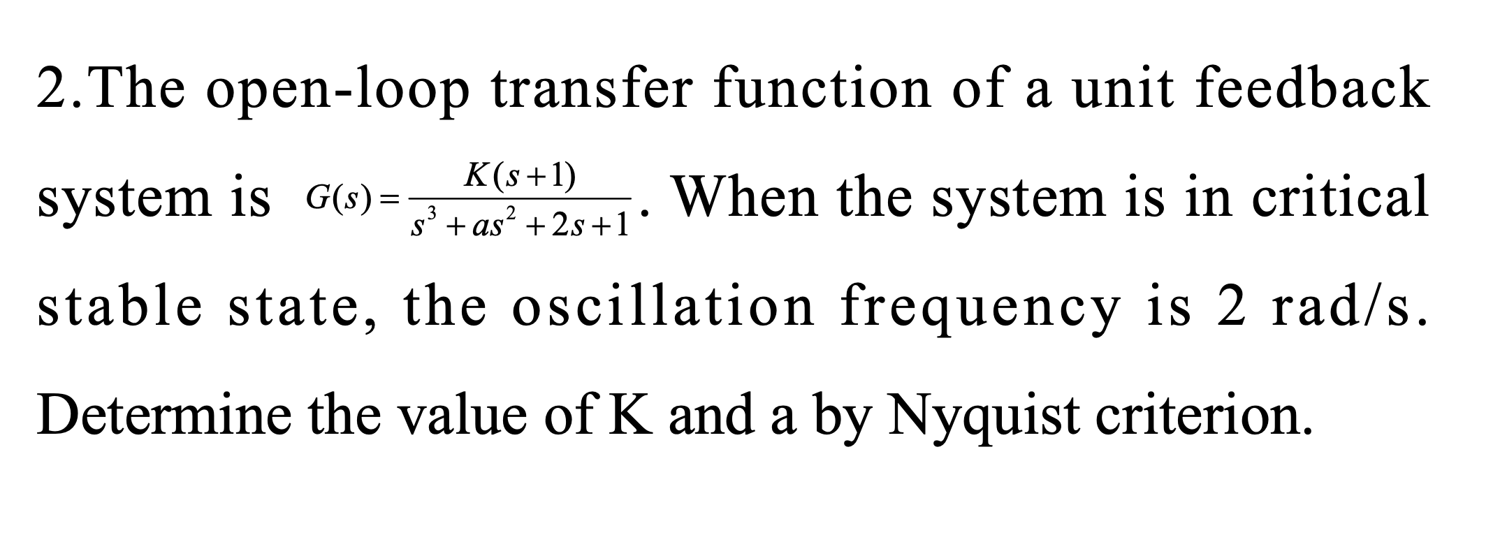 Solved 2.The open-loop transfer function of a unit feedback | Chegg.com
