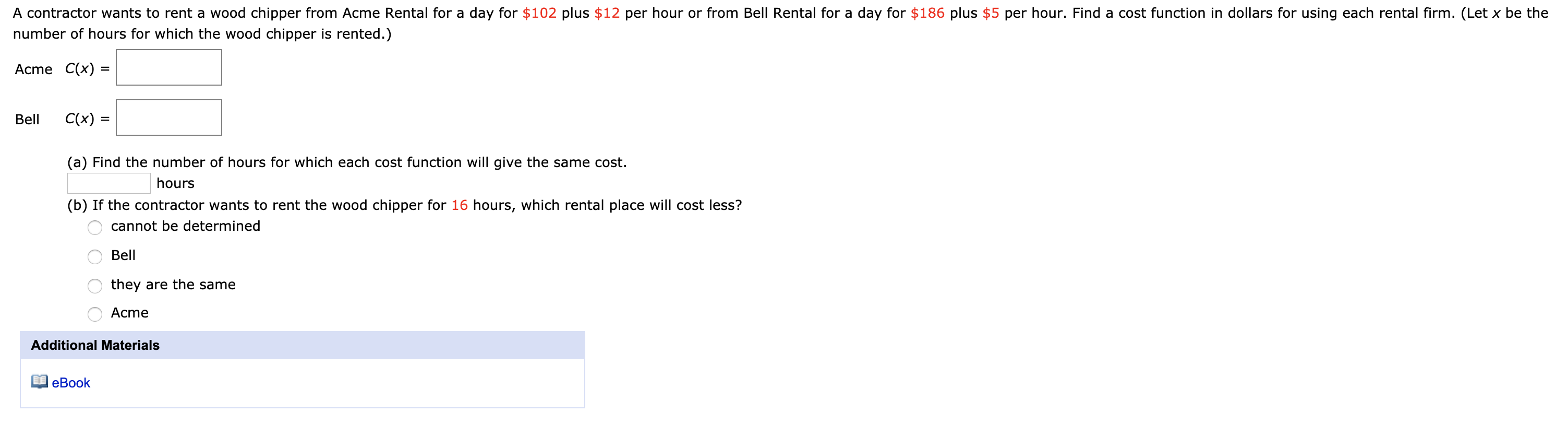 Solved A contractor wants to rent a wood chipper from Acme | Chegg.com