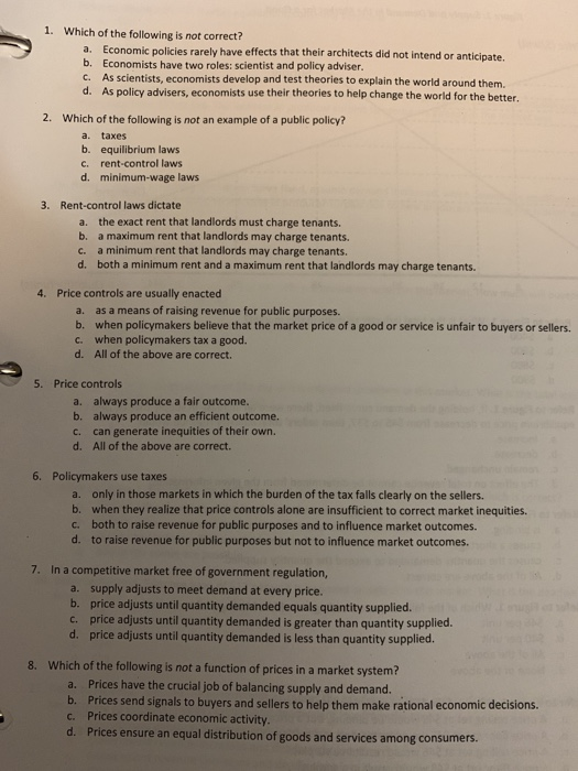 Solved 1. Which of the following is not correct? a. Economic
