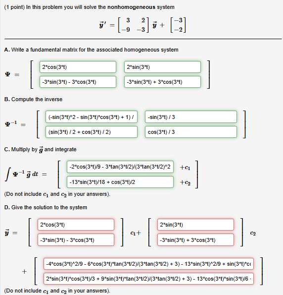 (1 ﻿point) In ﻿this problem you will solve the | Chegg.com