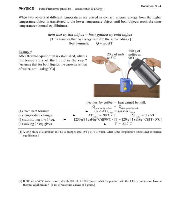Solved Document 94 PHYSICS Heat Problems [sheet 2 .