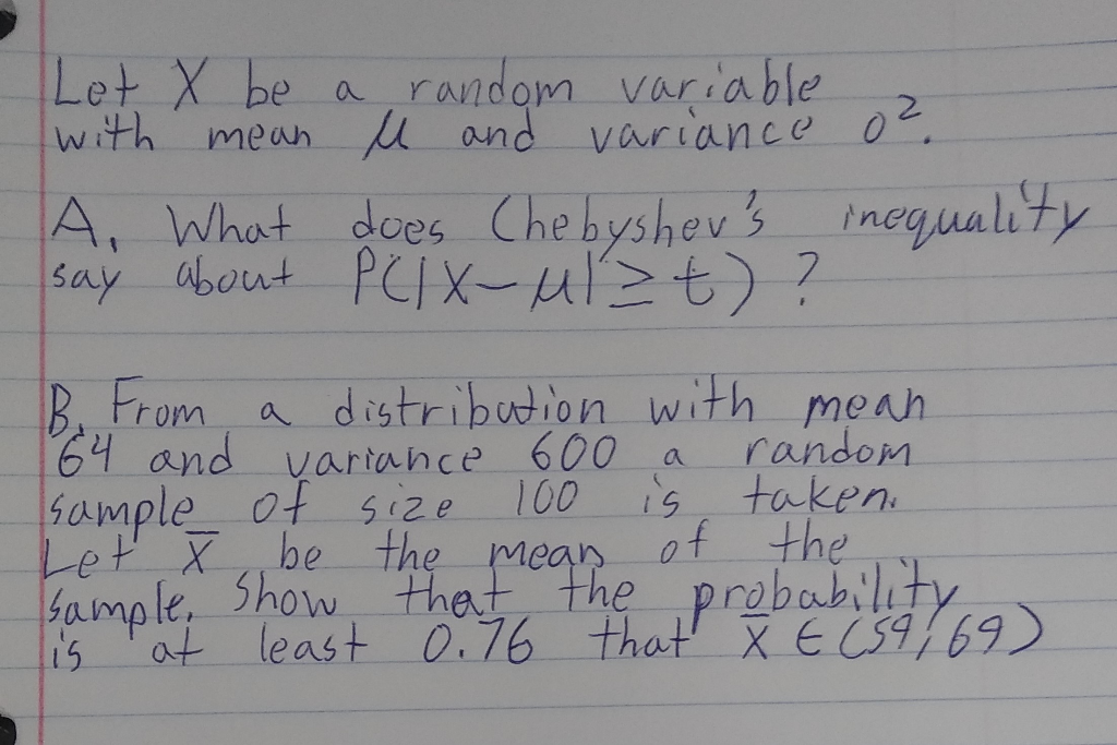 Solved Let X be a random variable with mean and variance A. | Chegg.com