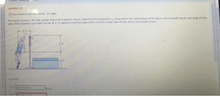 The center of mass G of a high jumper follows the | Chegg.com
