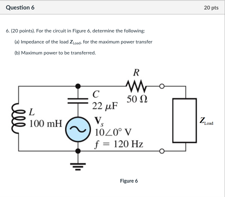 Solved Question 6 20 pts 6. (20 points). For the circuit in | Chegg.com