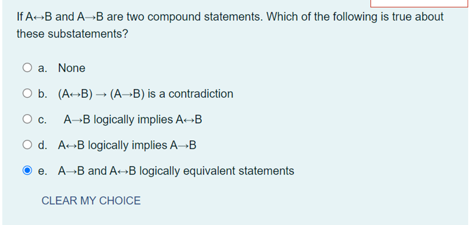 Solved If A↔B And A→B Are Two Compound Statements. Which Of | Chegg.com