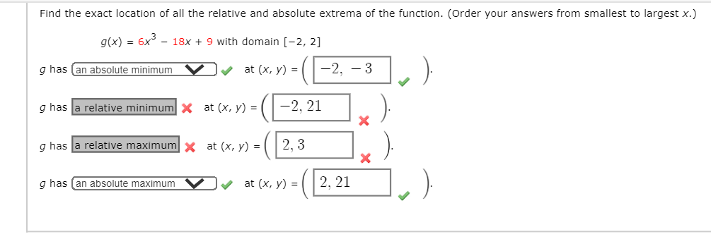 Solved Find the exact location of all the relative and | Chegg.com