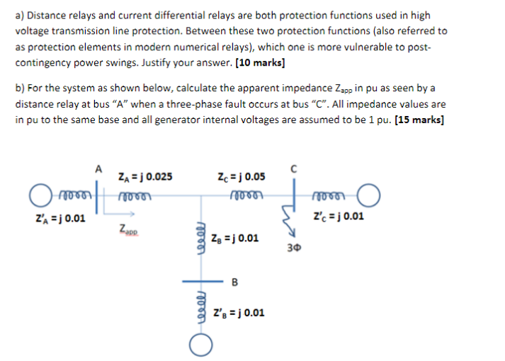 Solved a) Distance relays and current differential relays
