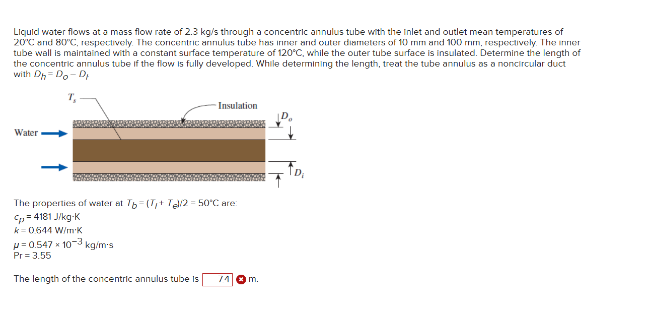 Solved Liquid water flows at a mass flow rate of 2.3 kg/s | Chegg.com