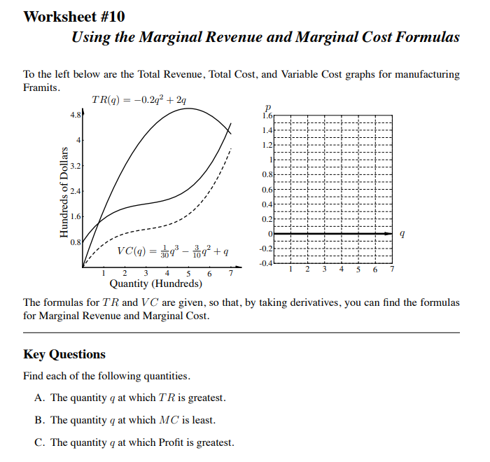 Solved Worksheet #10 Using the Marginal Revenue and Marginal | Chegg.com