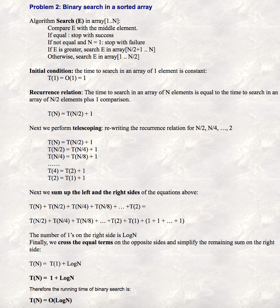 Solved Problem 2: Binary search in a sorted array Algorithm | Chegg.com