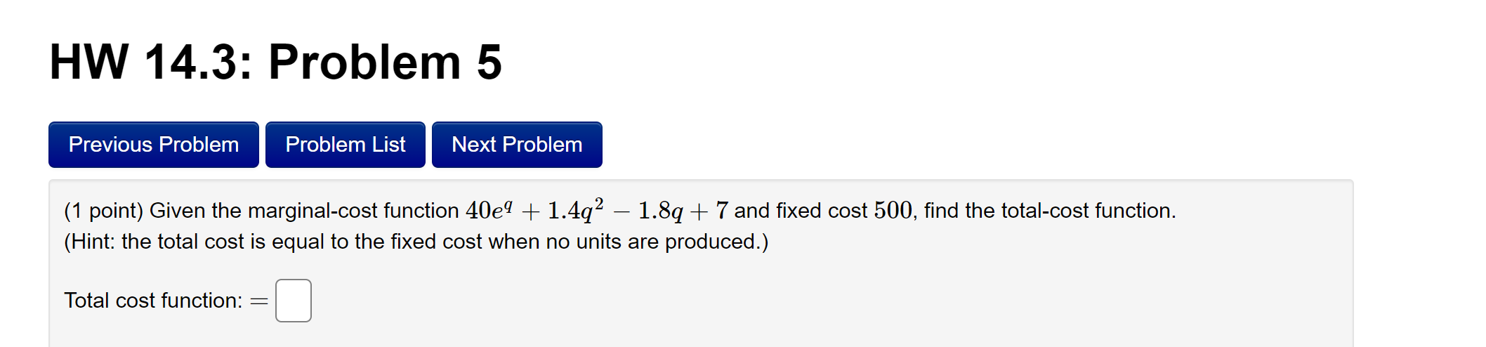 Solved HW 14.3: Problem 4 Previous Problem Problem List Next | Chegg.com