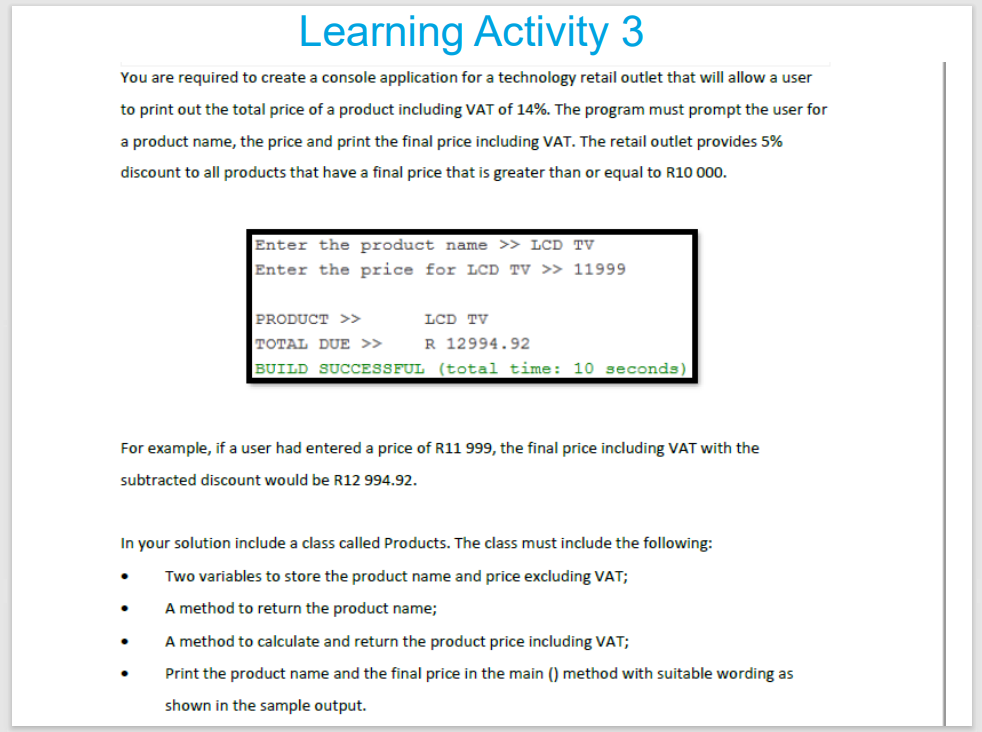 Solved Learning Activity 3 You are required to create a | Chegg.com
