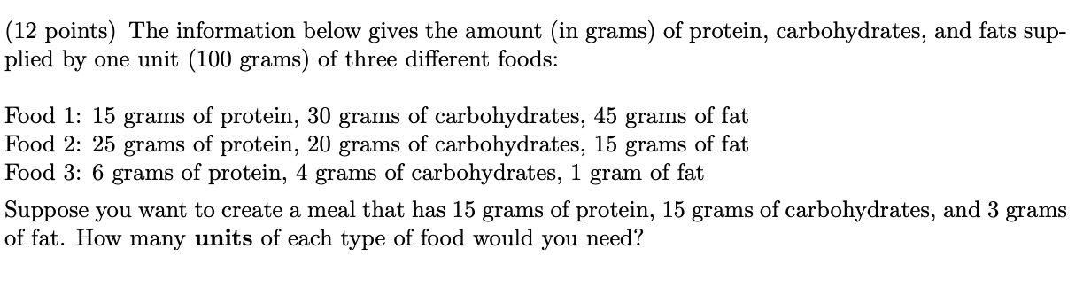 Solved (12 points) The information below gives the amount | Chegg.com