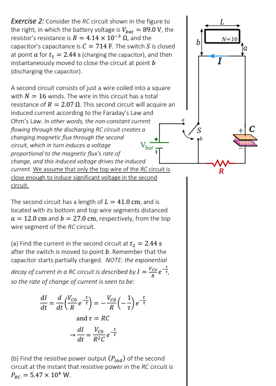 Solved Exercise 2: Consider The RC Circuit Shown In The | Chegg.com