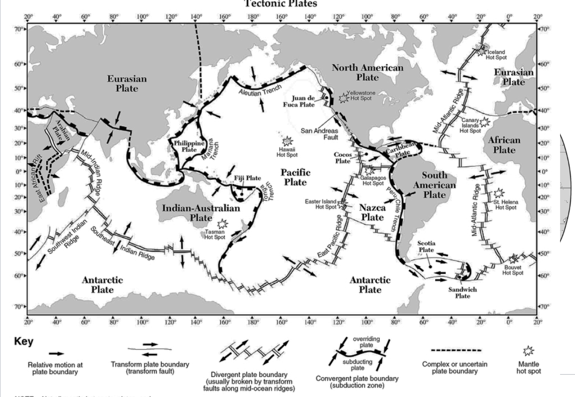 divergent plate boundaries map