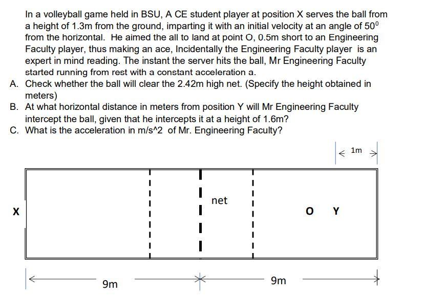 Solved In a volleyball game held in BSU, A CE student player