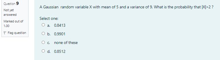 Solved Question 9 A Gaussian random variable X with mean of | Chegg.com