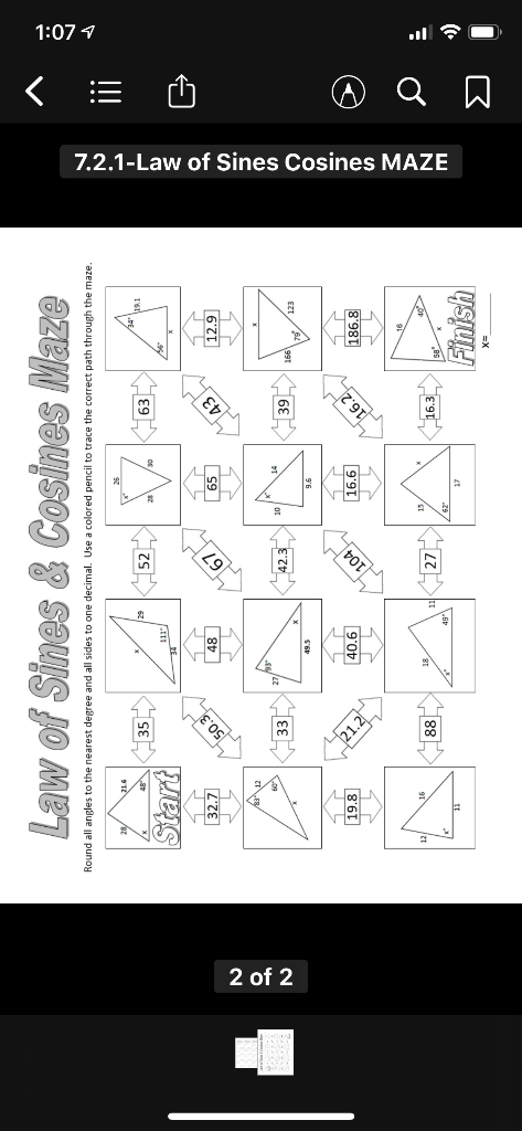 solved-law-of-sines-cosines-maze-1-07-4-round-all-angles-chegg