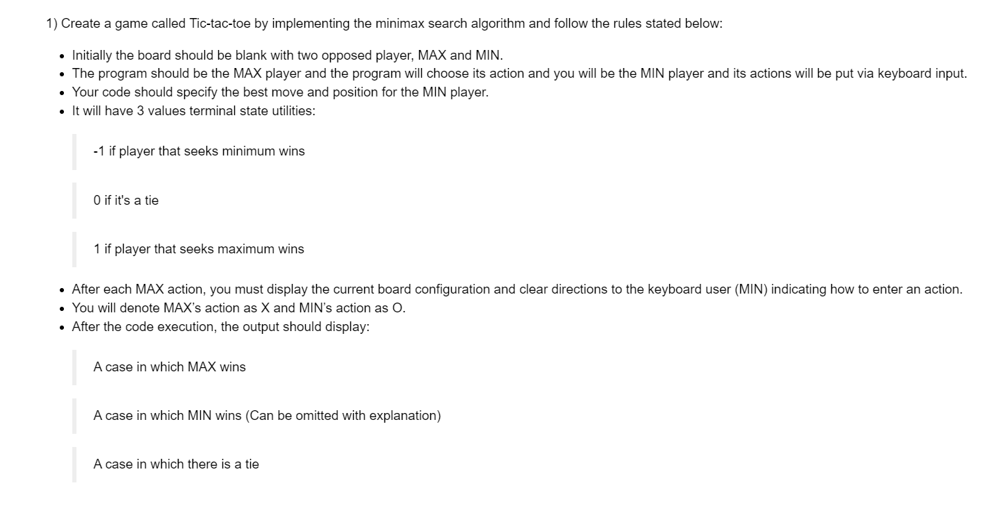 Solved 1) Create a game called Tic-tac-toe by implementing | Chegg.com