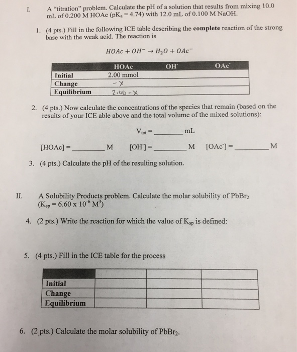 Solved A "titration" problem. Calculate the pH of a solution