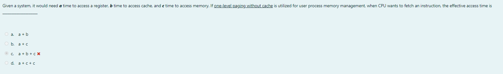 Solved A. A+b B. A+c C. A+b+cX D. A+c+c | Chegg.com