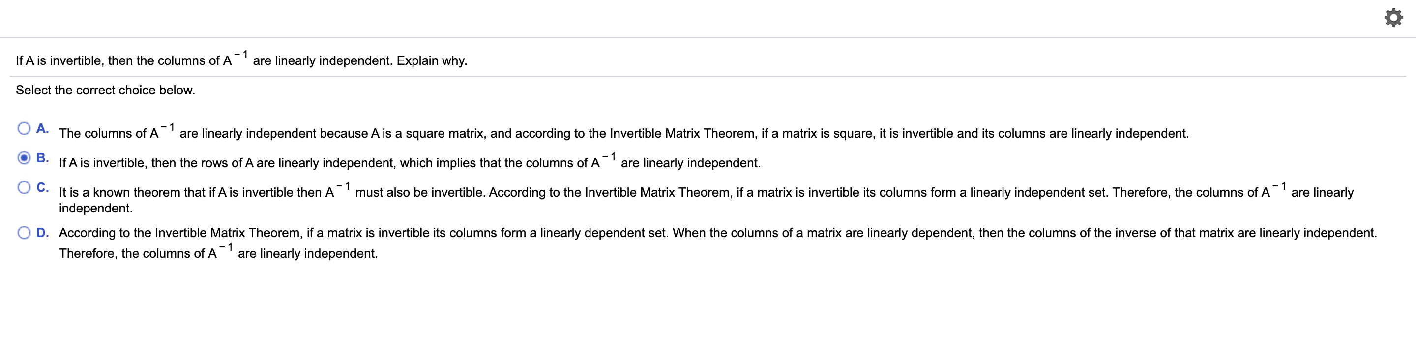 Solved If A is invertible, then the columns of A-1 are | Chegg.com