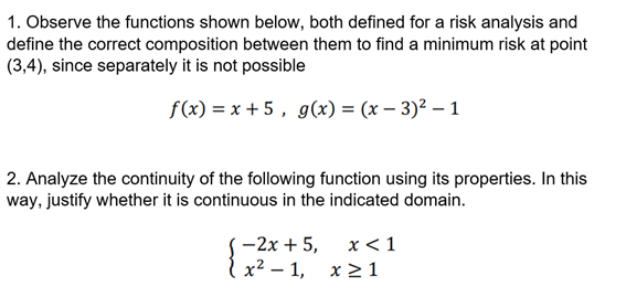 Solved 1. Observe the functions shown below, both defined | Chegg.com