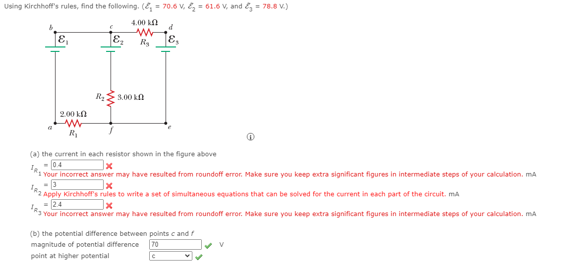 Using Kirchhoff S Rules Find The Following E Chegg Com