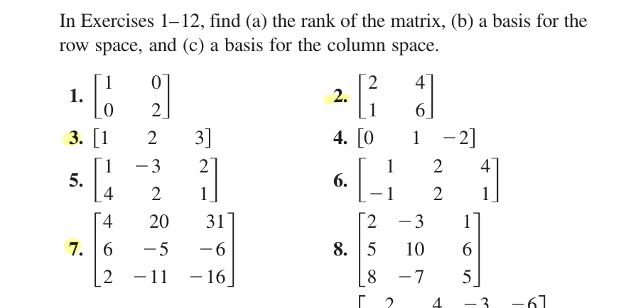 Solved In Exercises 1-12, find (a) the rank of the matrix, | Chegg.com