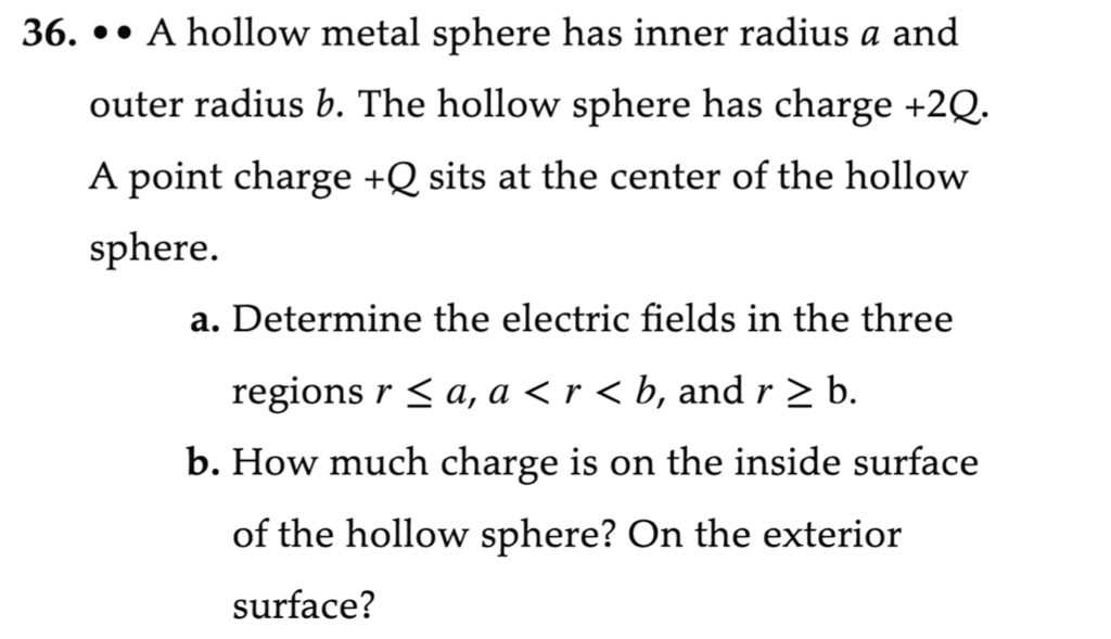 A hollow charged metal deals sphere has a radius r