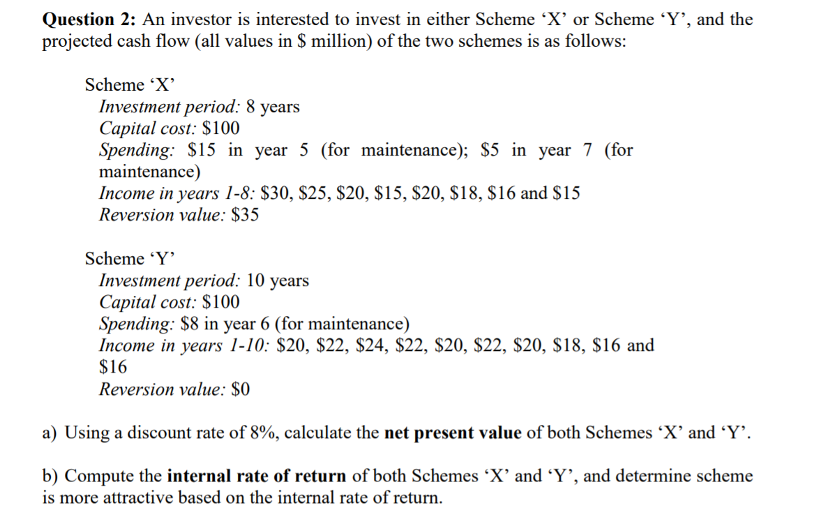 Solved Question 2: An Investor Is Interested To Invest In | Chegg.com