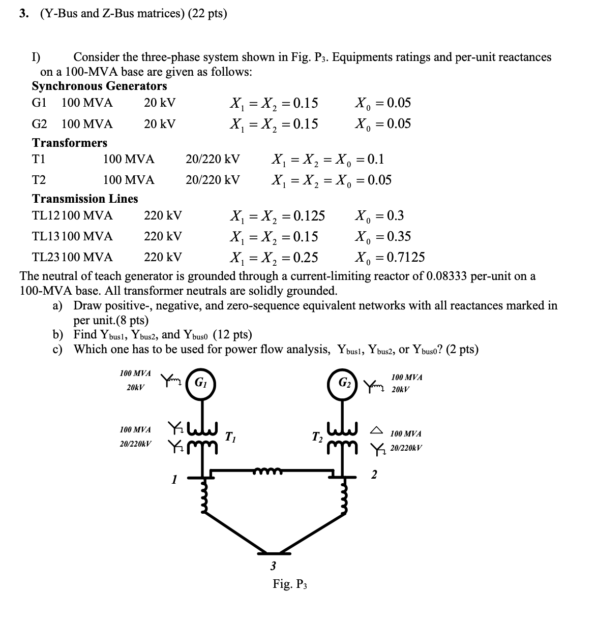 Solved I) Consider the three-phase system shown in Fig. P3. | Chegg.com