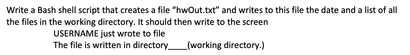 Solved Write a Bash shell script that creates a file | Chegg.com