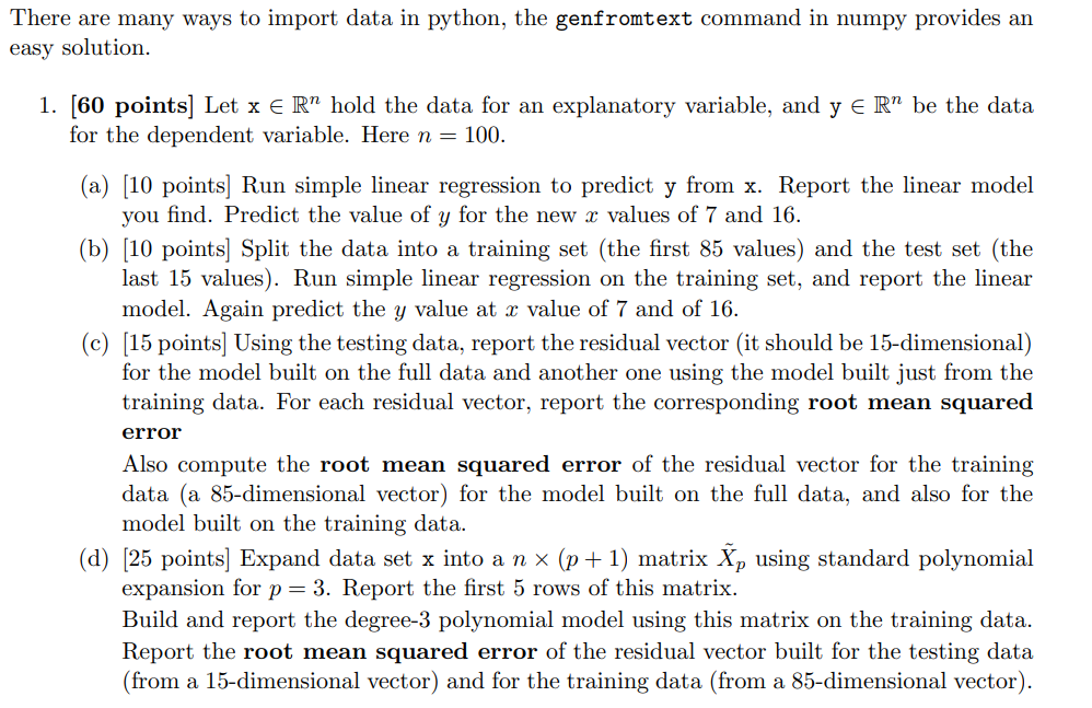 Solved There are many ways to import data in python, the | Chegg.com
