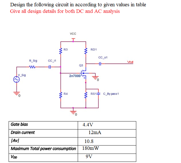 Solved Design the following circuit in according to given | Chegg.com