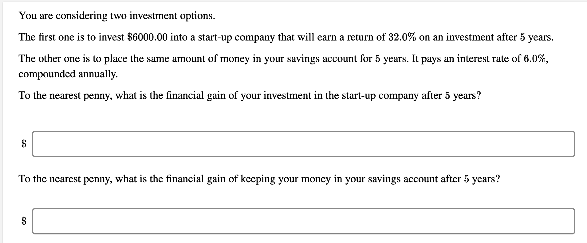 Solved You Are Considering Two Investment Options. The First | Chegg.com