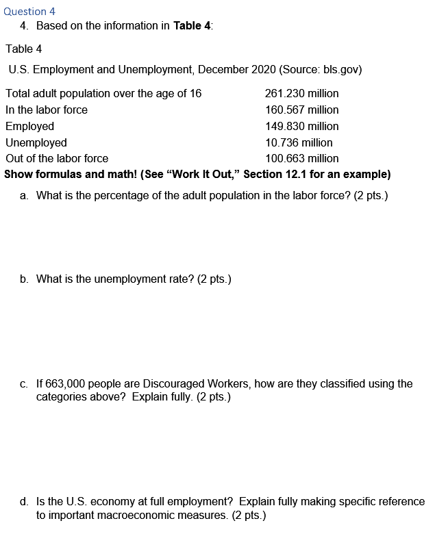 Solved Question 4 4. Based on the information in Table 4: | Chegg.com