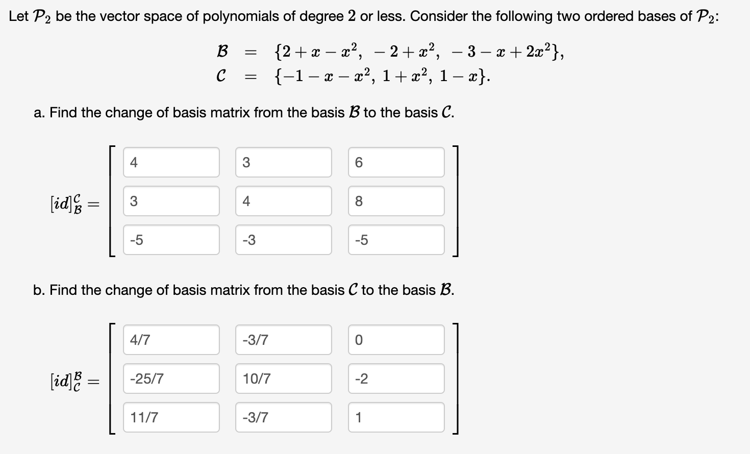 Solved Let P2 be the vector space of polynomials of degree 2 | Chegg.com
