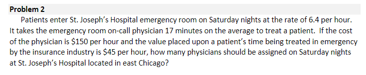 Solved Patients enter St. Joseph's Hospital emergency room | Chegg.com