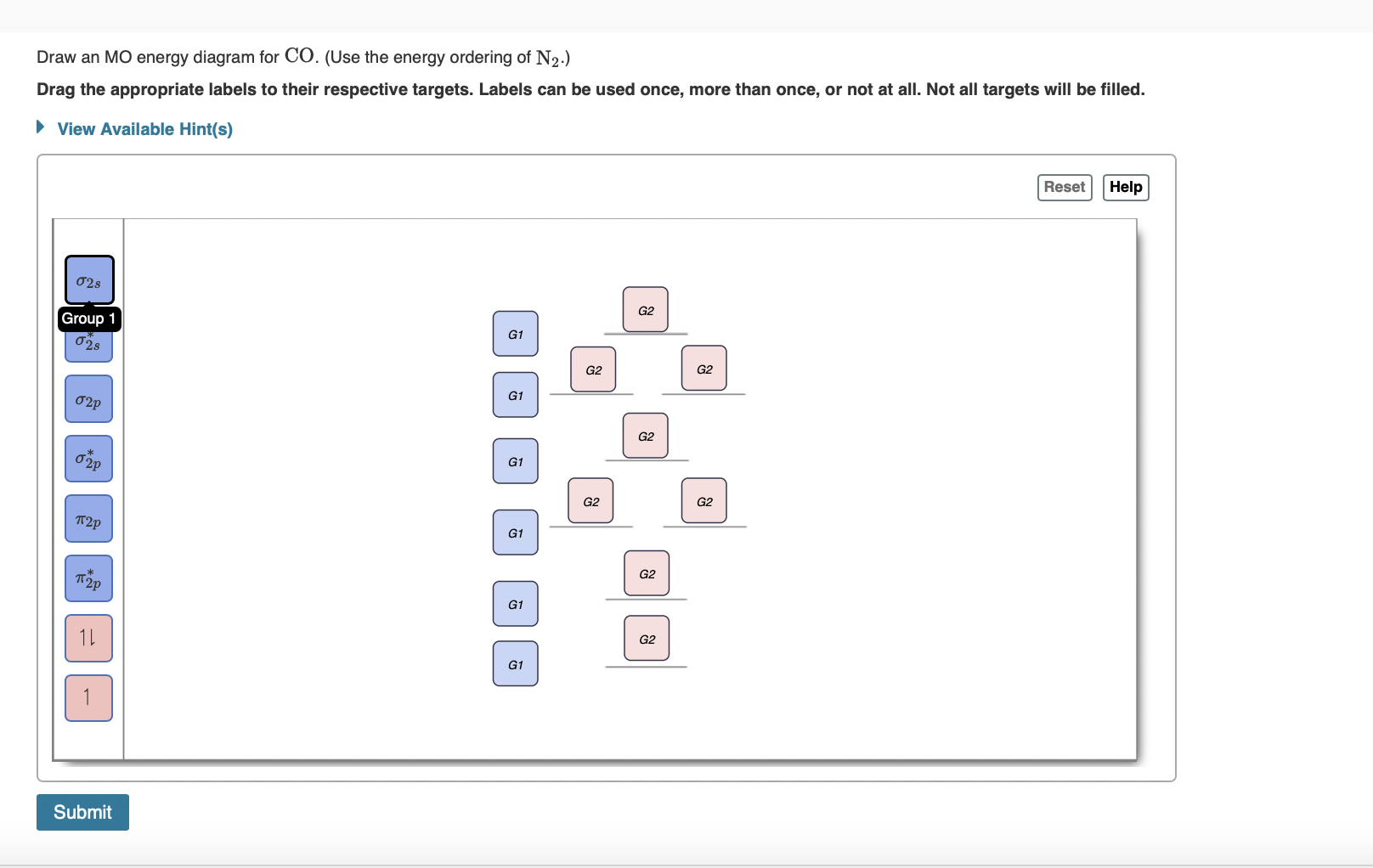 Solved Draw an MO energy diagram for CO. (Use the energy | Chegg.com