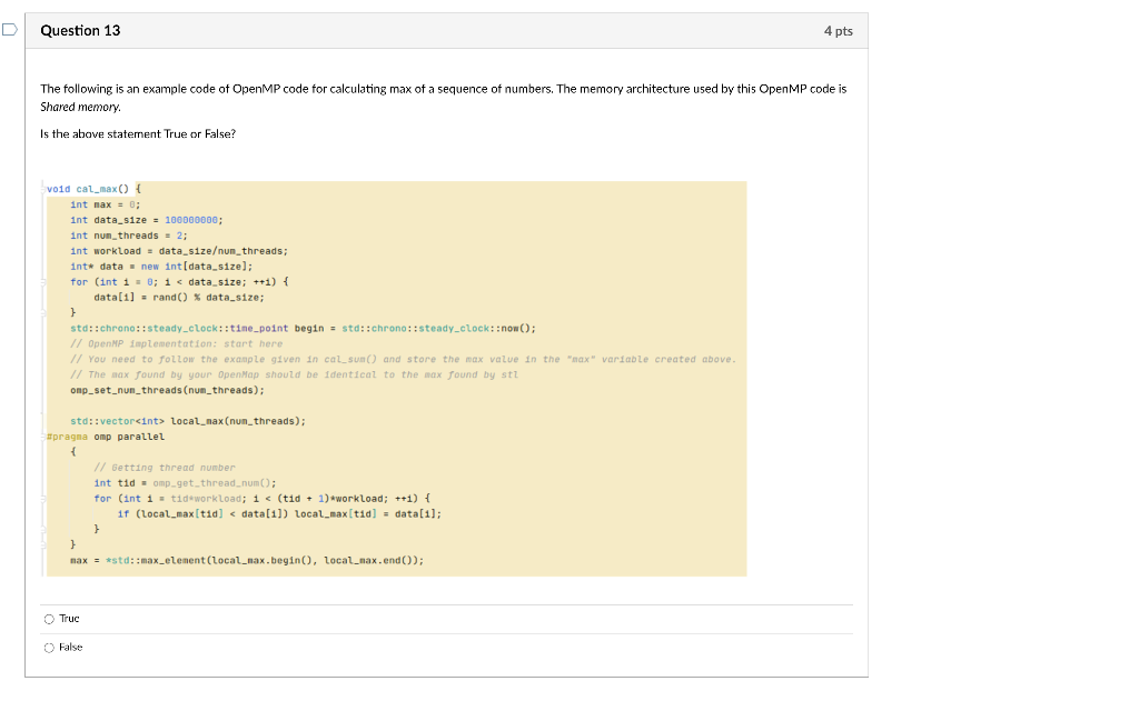 Solved D Question 13 4 pts The following is an example code | Chegg.com