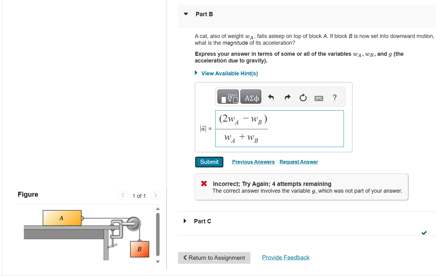 Solved A Cat, Also Of Weight WA, Falls Asleep On Top Of | Chegg.com