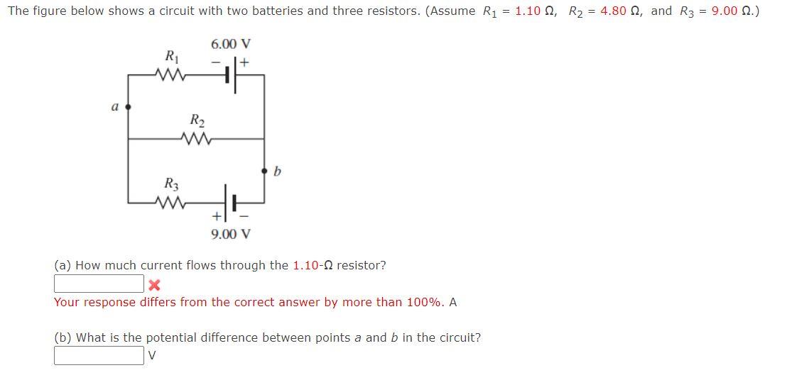 Solved The figure below shows a circuit with two batteries | Chegg.com