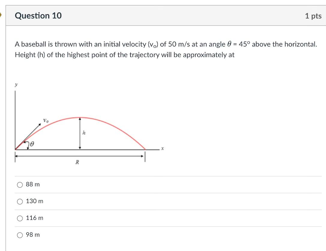 Solved A baseball is thrown with an initial velocity (vo) of | Chegg.com