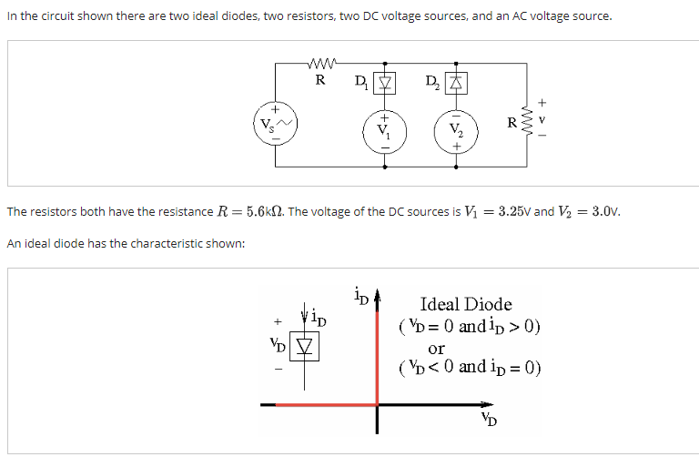 Solved In the circuit shown there are two ideal diodes, two