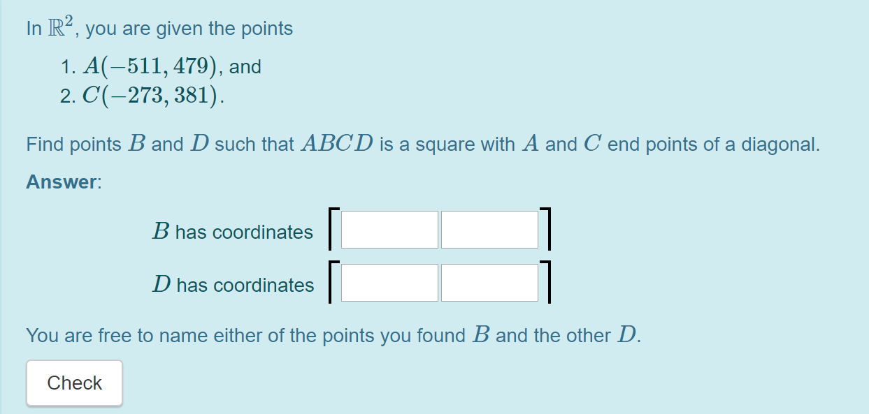 Solved: In R², You Are Given The Points 1. A(-511, 479), A... | Chegg.com